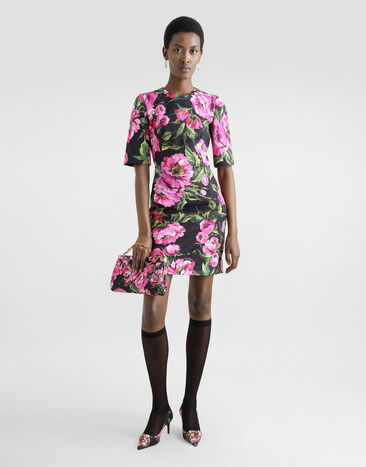 Dolce & Gabbana Fit-and-flare midi dress in peony-print cotton Print F6TMJTFSFN9