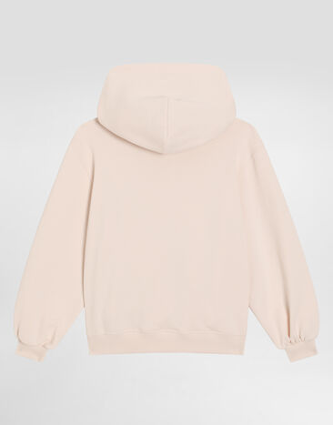 Dolce & Gabbana Fleece hoodie with DG sequin patch Pink L5JWCHG7PKQ