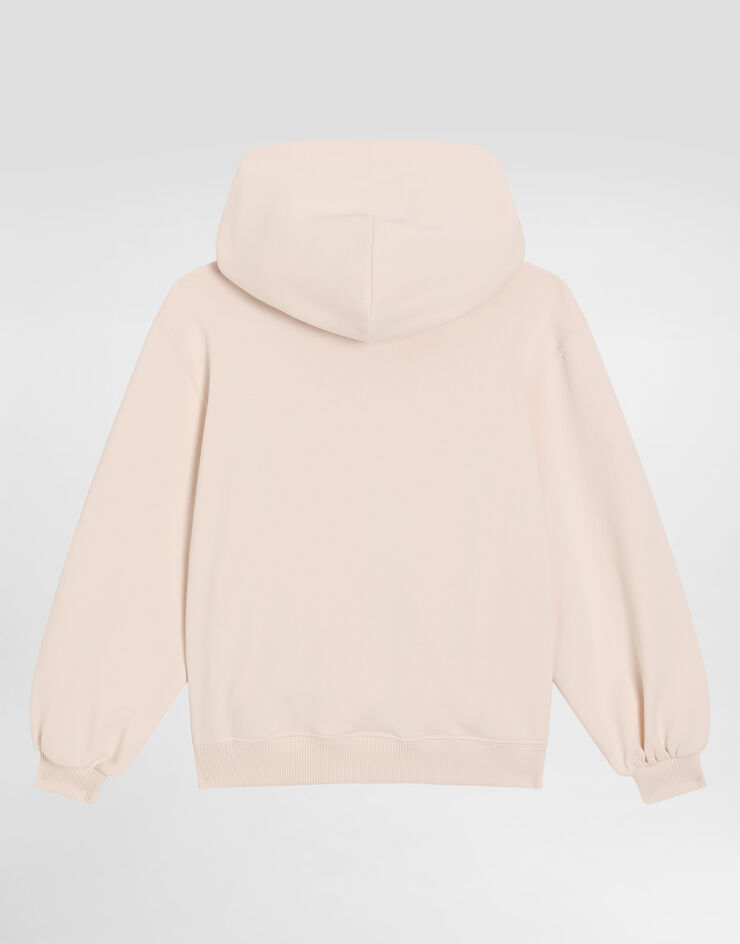 Dolce & Gabbana Fleece hoodie with DG sequin patch Pink L5JWCHG7PKQ