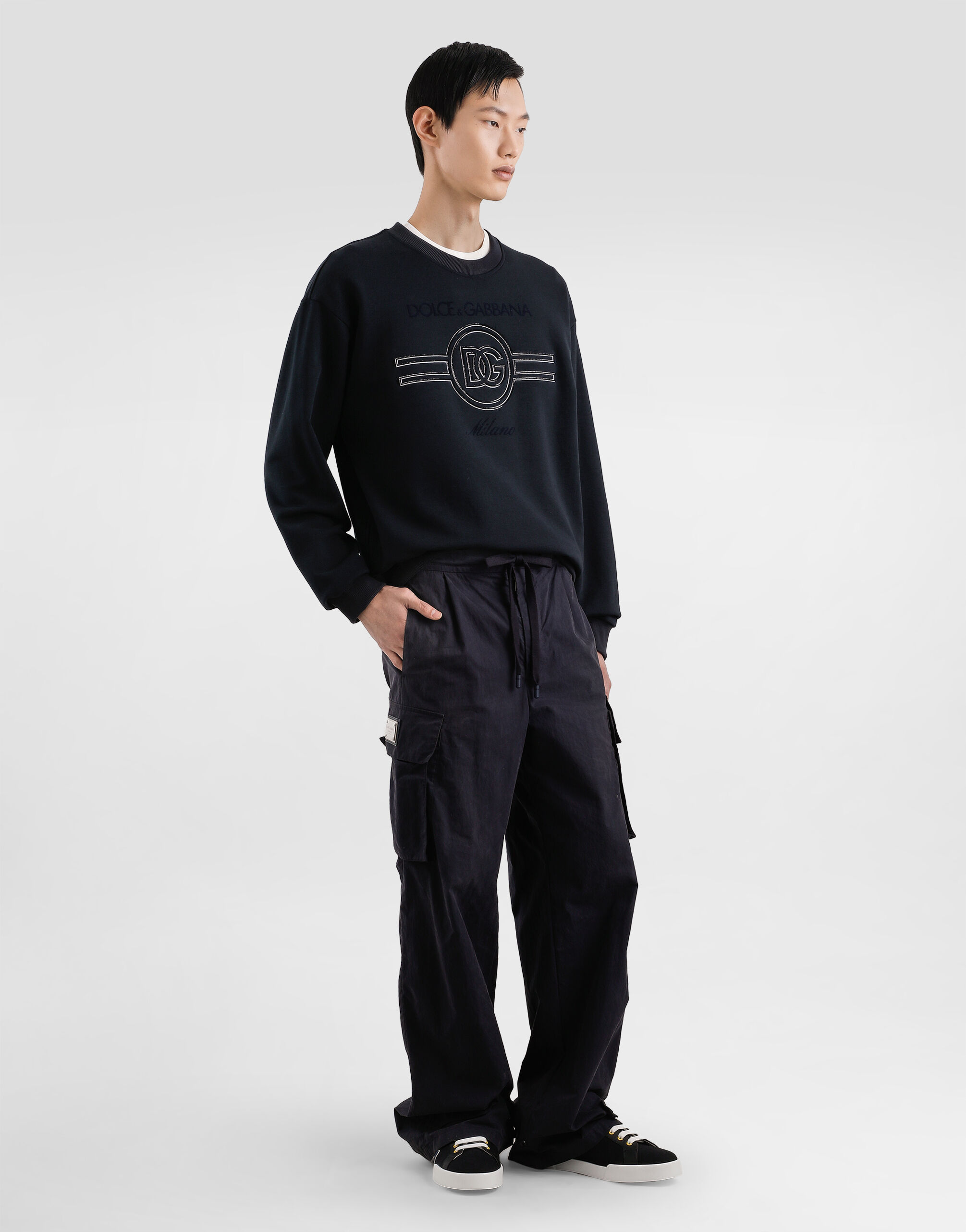 Blueのメンズ フロッキープリント コットン Tシャツ | Dolce&Gabbana®