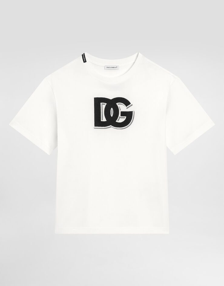 Dolce & Gabbana T-Shirt aus Jersey mit DG-Logo Weiss L4JTHVG7O0P