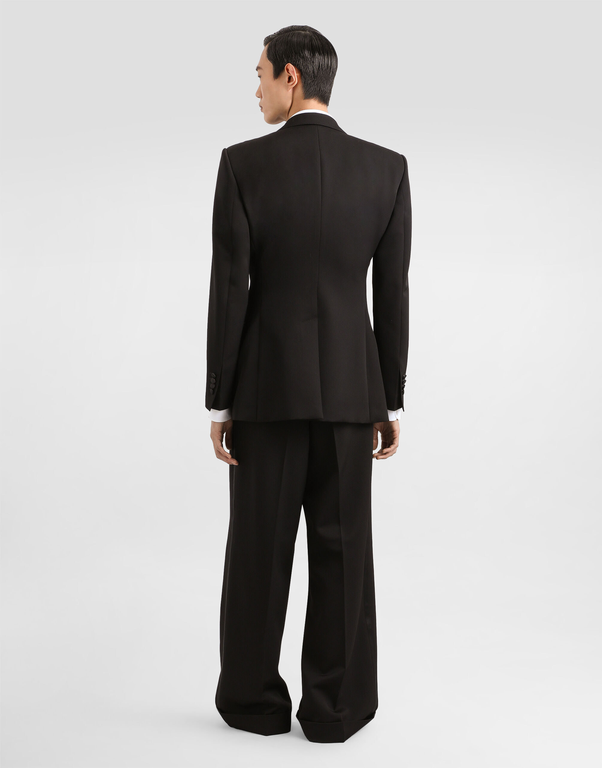 Single-breastedwool and silk blend jacket in Black for Men