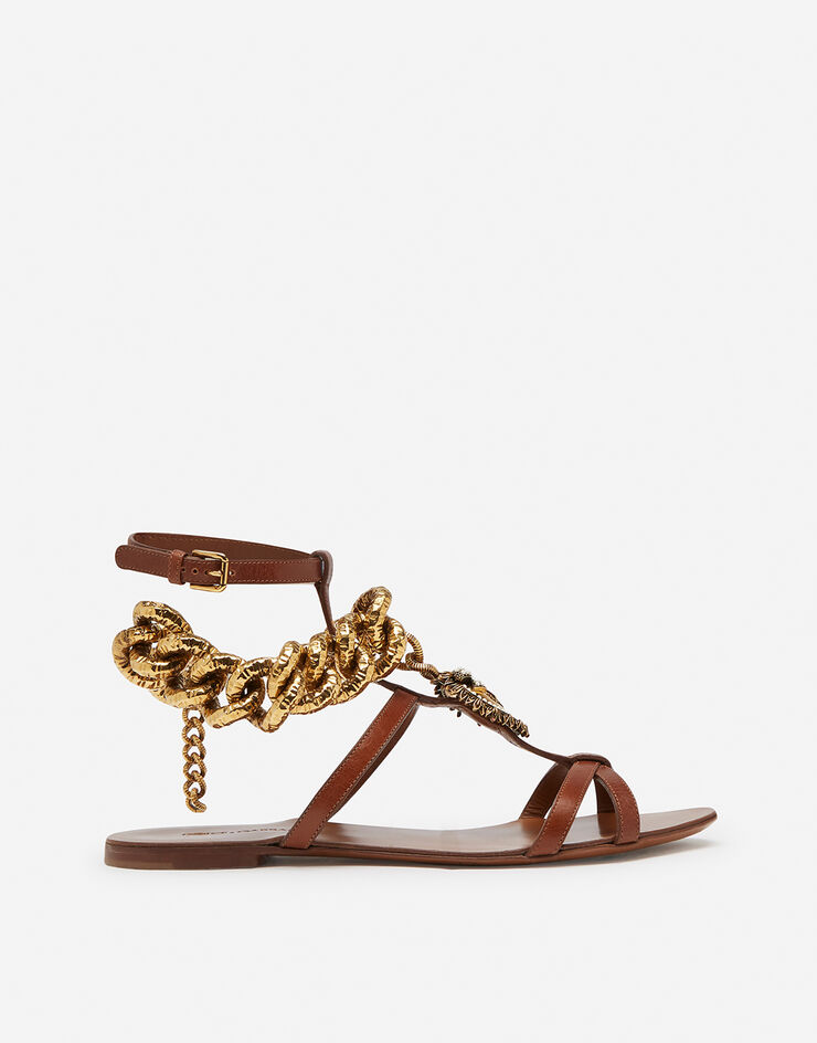 Dolce & Gabbana Devotion sandals in polished cowhide BEIGE CQ0346AX059
