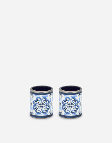 Dolce & Gabbana Set 2 Large Porcelain Napkin Rings Multicolor TCGS06TCAEM