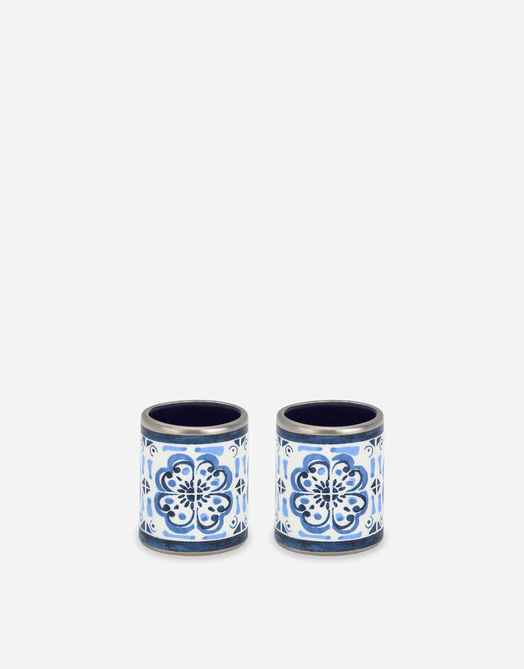 Dolce & Gabbana Set 2 Large Porcelain Napkin Rings Multicolor TCGS06TCAEM