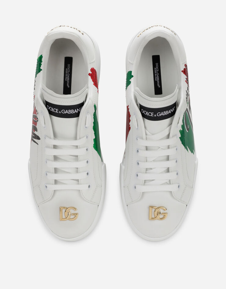 Dolce & Gabbana Calfskin Portofino Light sneakers with print Multicolore CS1774AV571