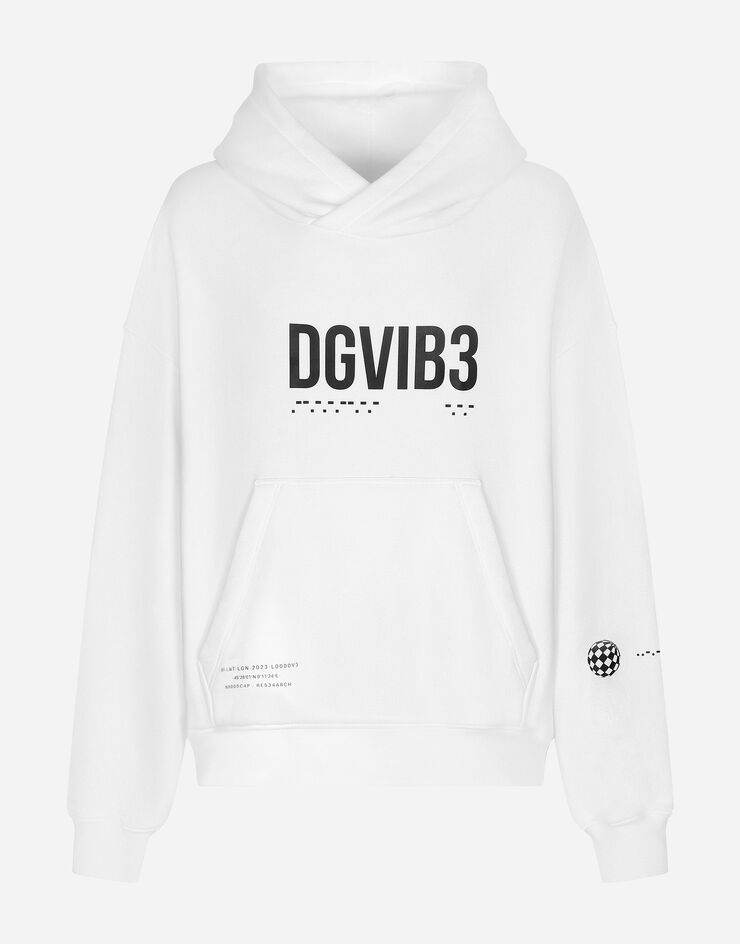 Dolce & Gabbana Jersey hoodie with DGVIB3 print White G9AKPTG7K3G