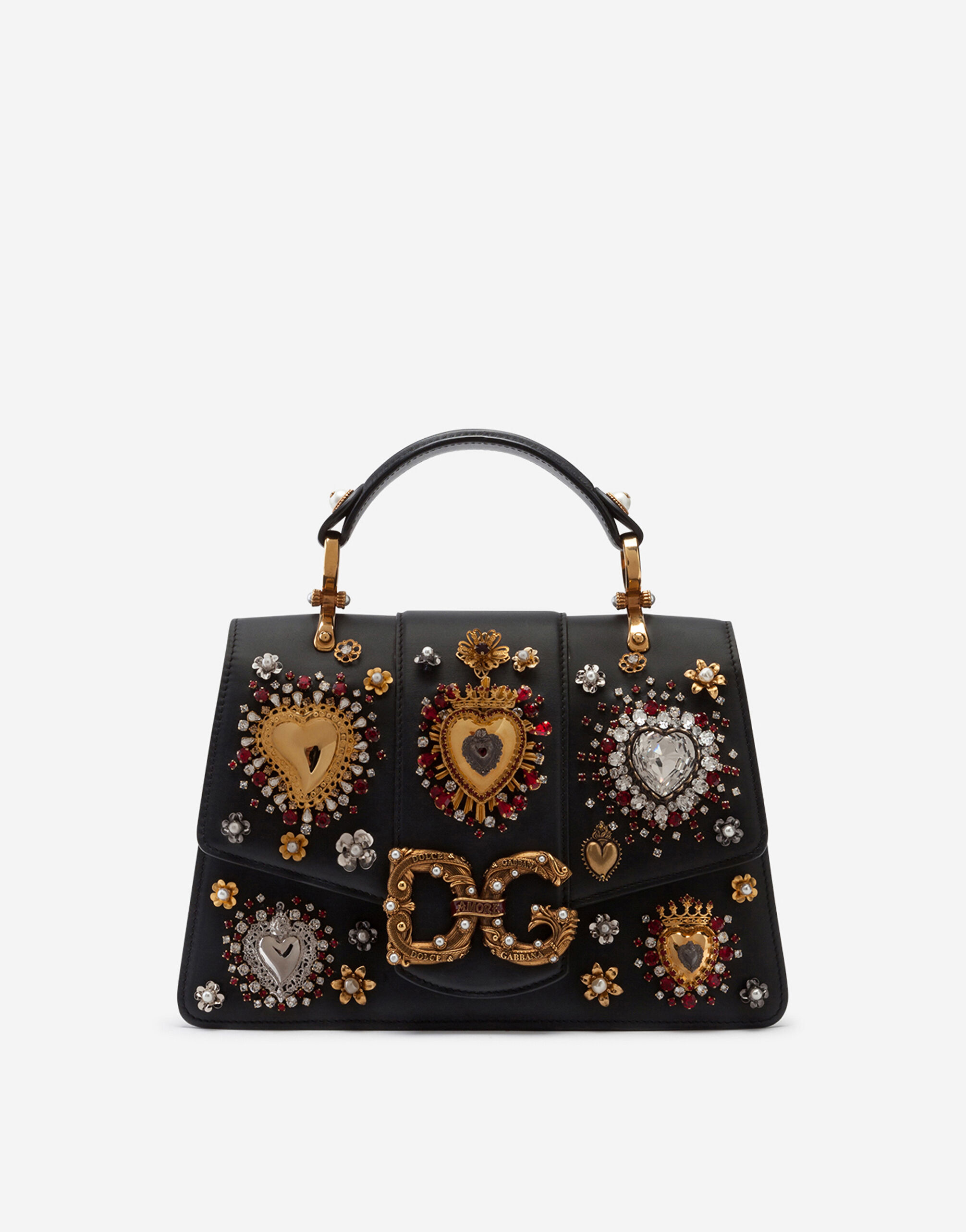 DG Amore bag in calfskin with heart embroidery