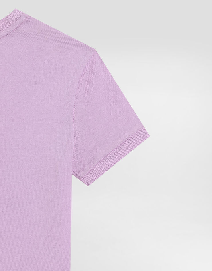 Dolce & Gabbana Jersey T-shirt with logo tag Lilac L5JTNJG7NYU