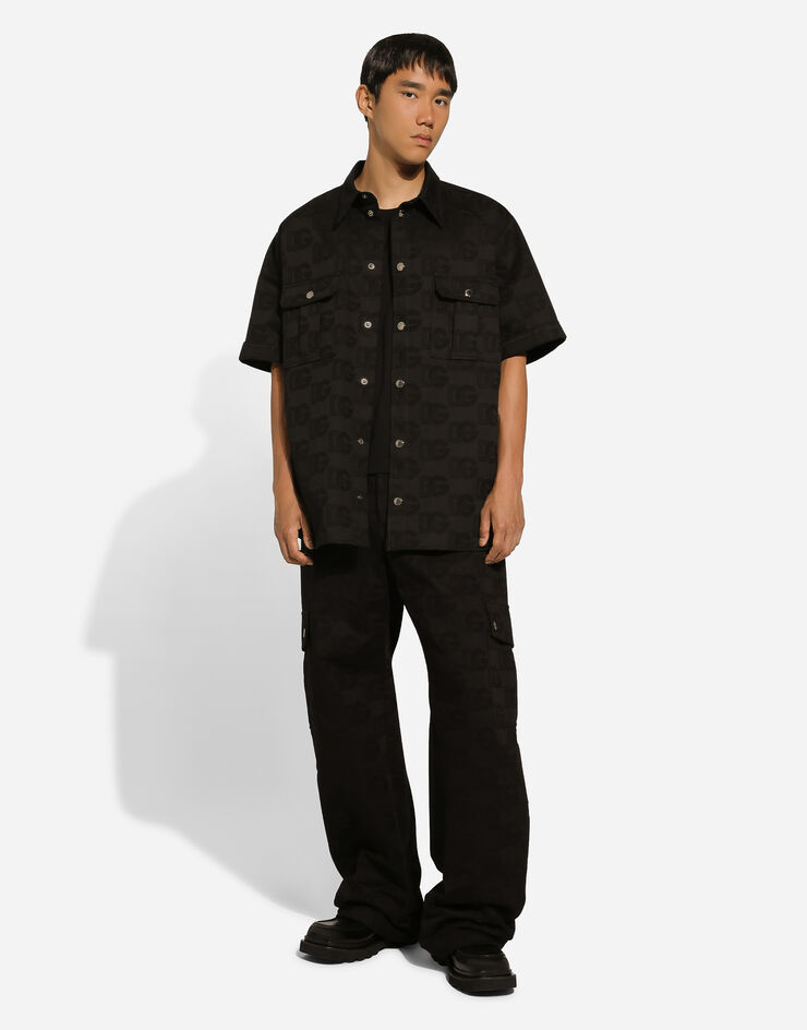 Dolce & Gabbana Camisa en jacquard de algodón con DG Monogram Negro G5KF1TFJ6BR