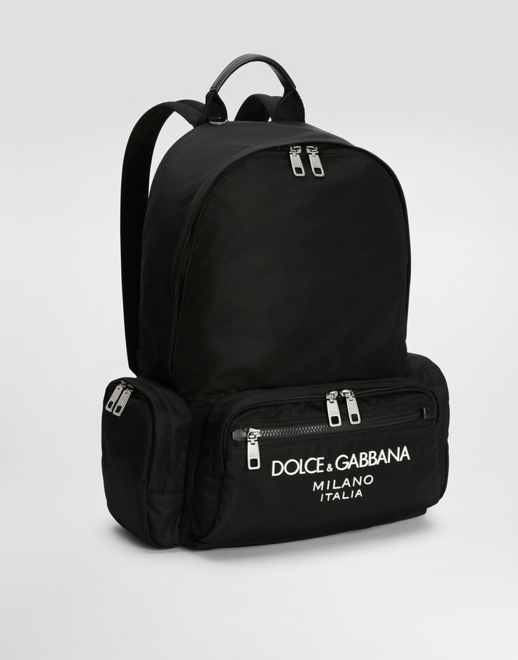 Dolce & Gabbana Nylon backpack with rubberized logo Black BM2197AG182