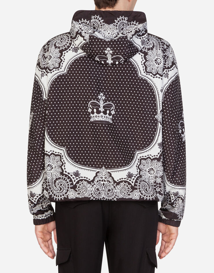 Dolce & Gabbana NYLON JACKET WITH HOOD IN BANDANA PRINT NERO G9QW0THHMXP