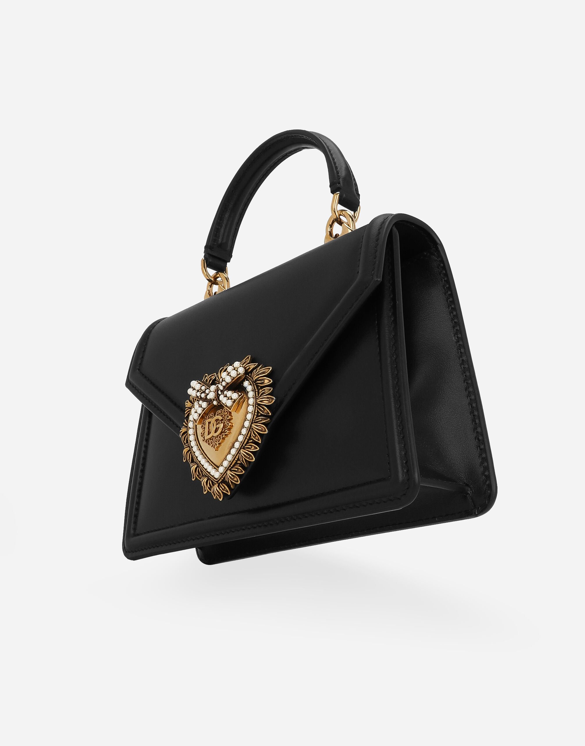 Small smooth calfskin Devotion bag in Black for Women Dolce Gabbana US