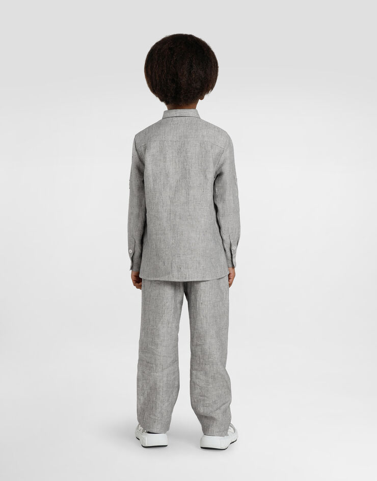 Dolce & Gabbana Pantalón de chándal en tela de lino lavada Gris L44P89FU4MF