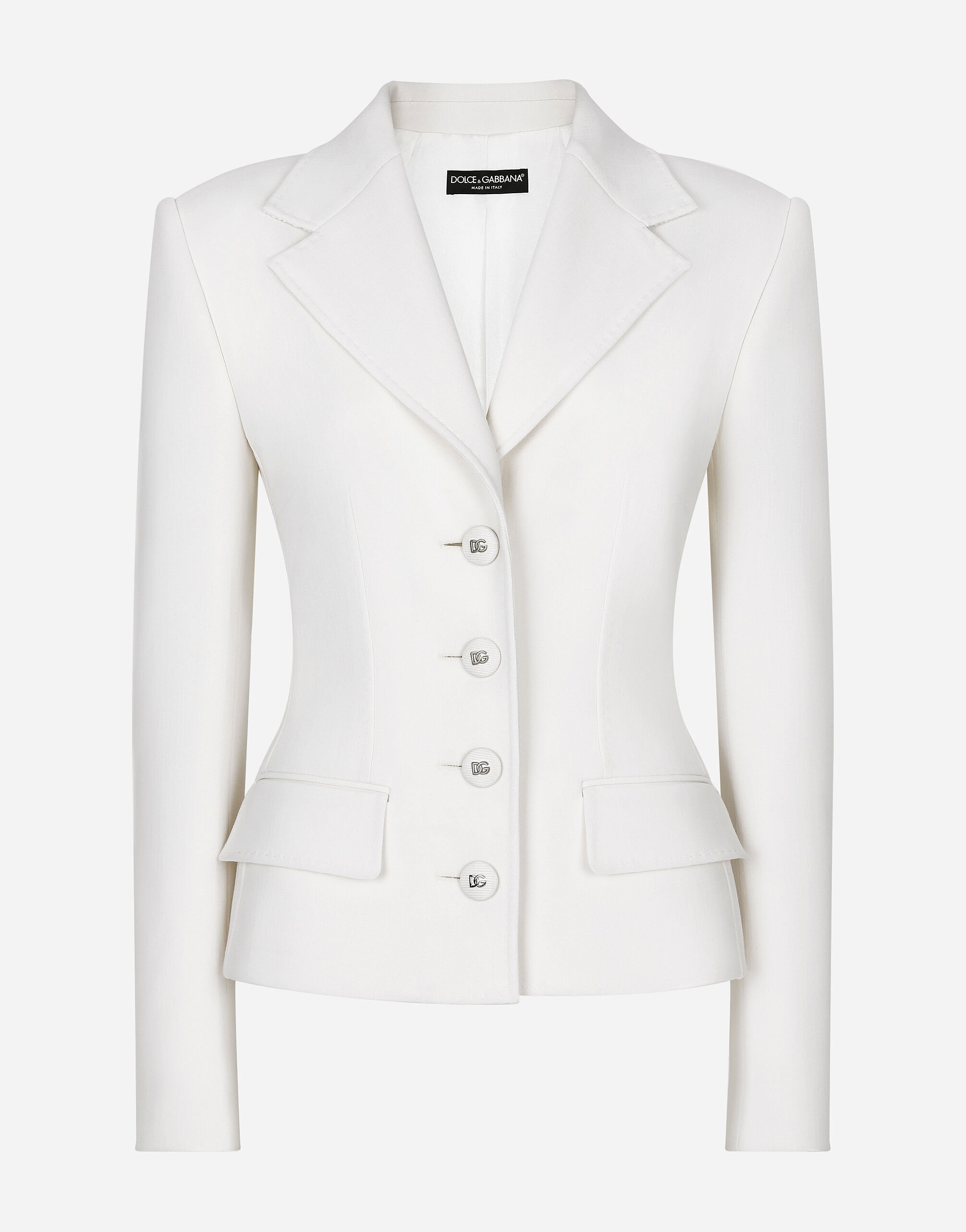 Dolce & Gabbana Single-breasted woolen jacket White F29UCTFU1L6