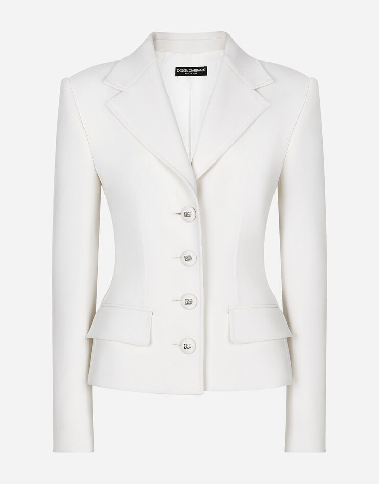 Dolce & Gabbana Veste droite en toile de laine Blanc F27ADTGDB9M