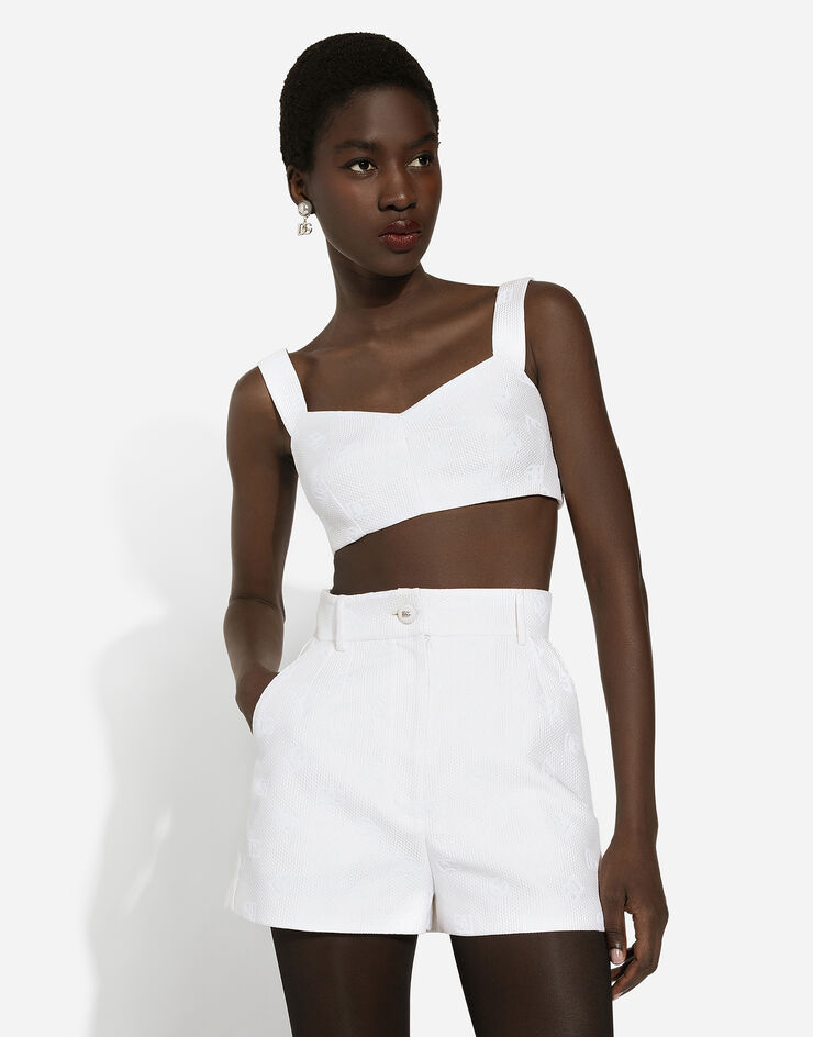 Dolce & Gabbana Jacquard shorts with all-over DG logo White FTBVHTHJMOW
