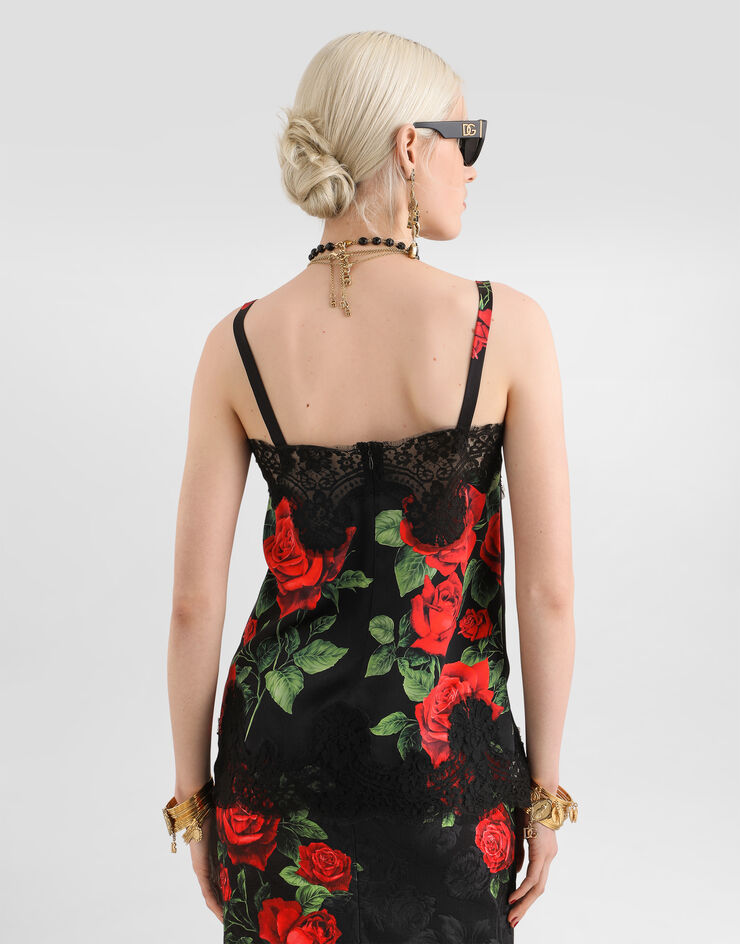 Dolce & Gabbana Rose-print satin top Dolce & Gabbana Rose-print satin top Multicolor F74V7TIS133