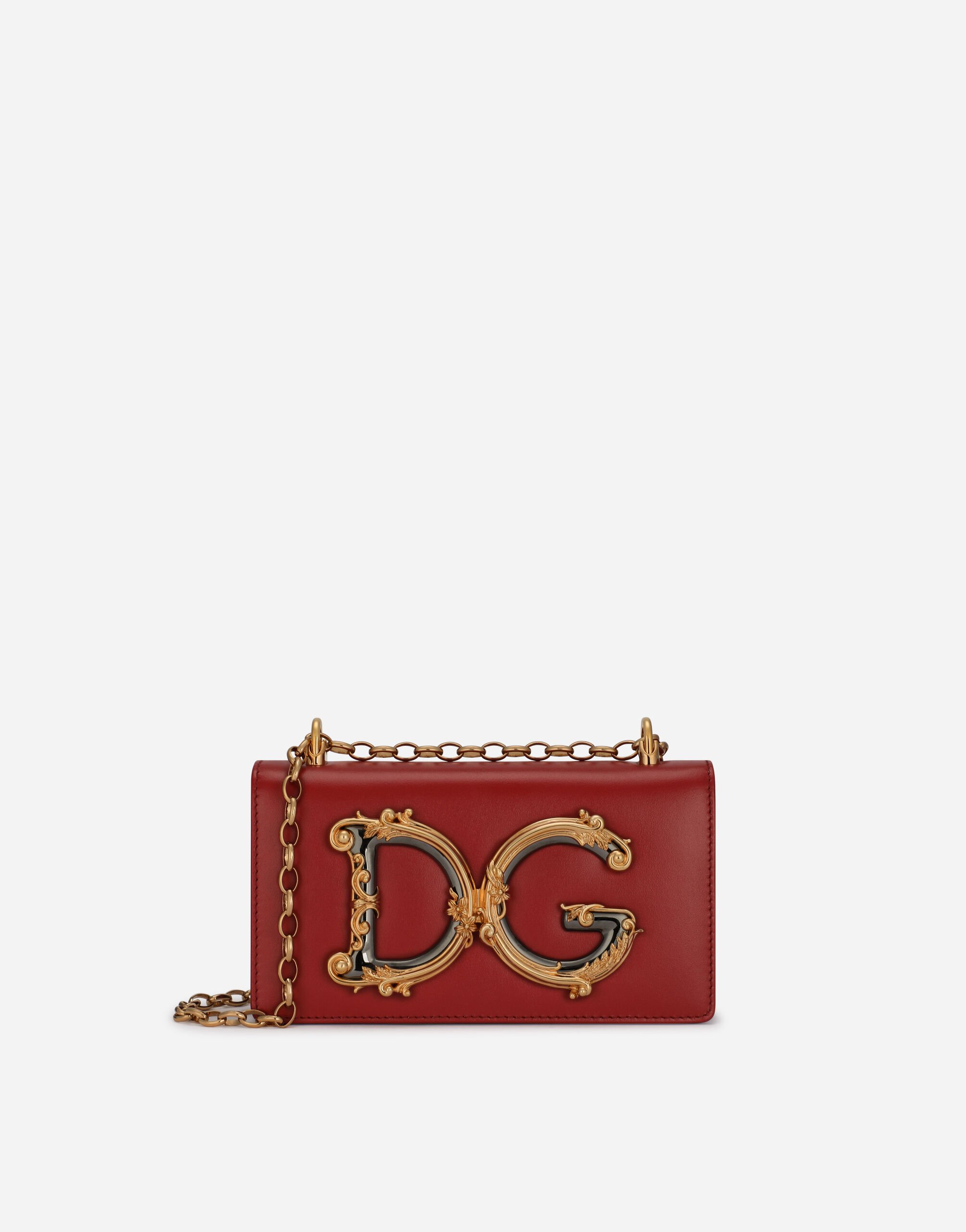 Dolce & Gabbana Phone Bag DG Girls aus Kalbsleder Rot BB6498AQ963