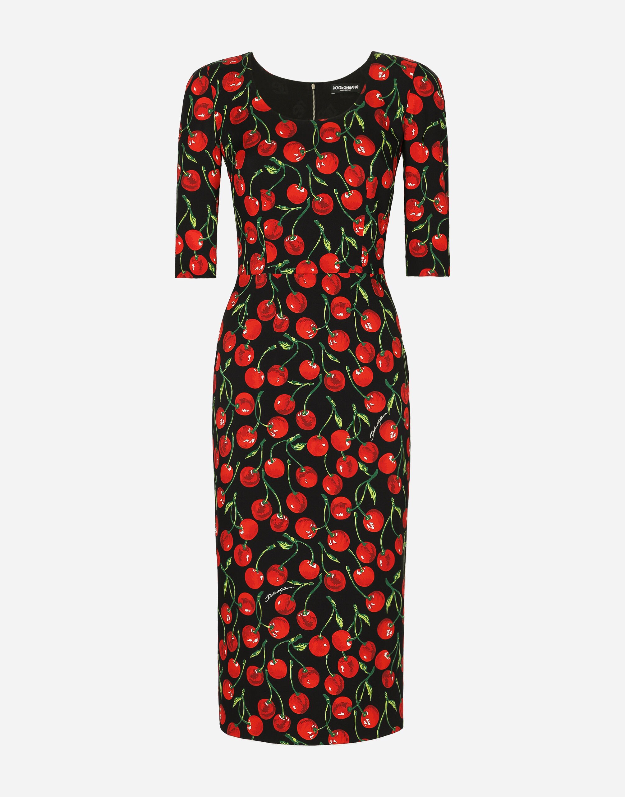 Dolce & Gabbana Cherry-print charmeuse calf-length dress Multicolor O9A13JFSG6D