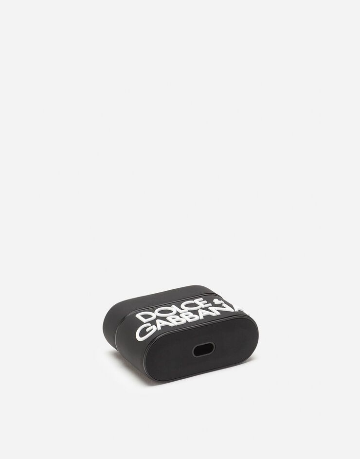 Dolce & Gabbana Rubber airpods pro case with micro-injection logo Black/White BP2816AW401