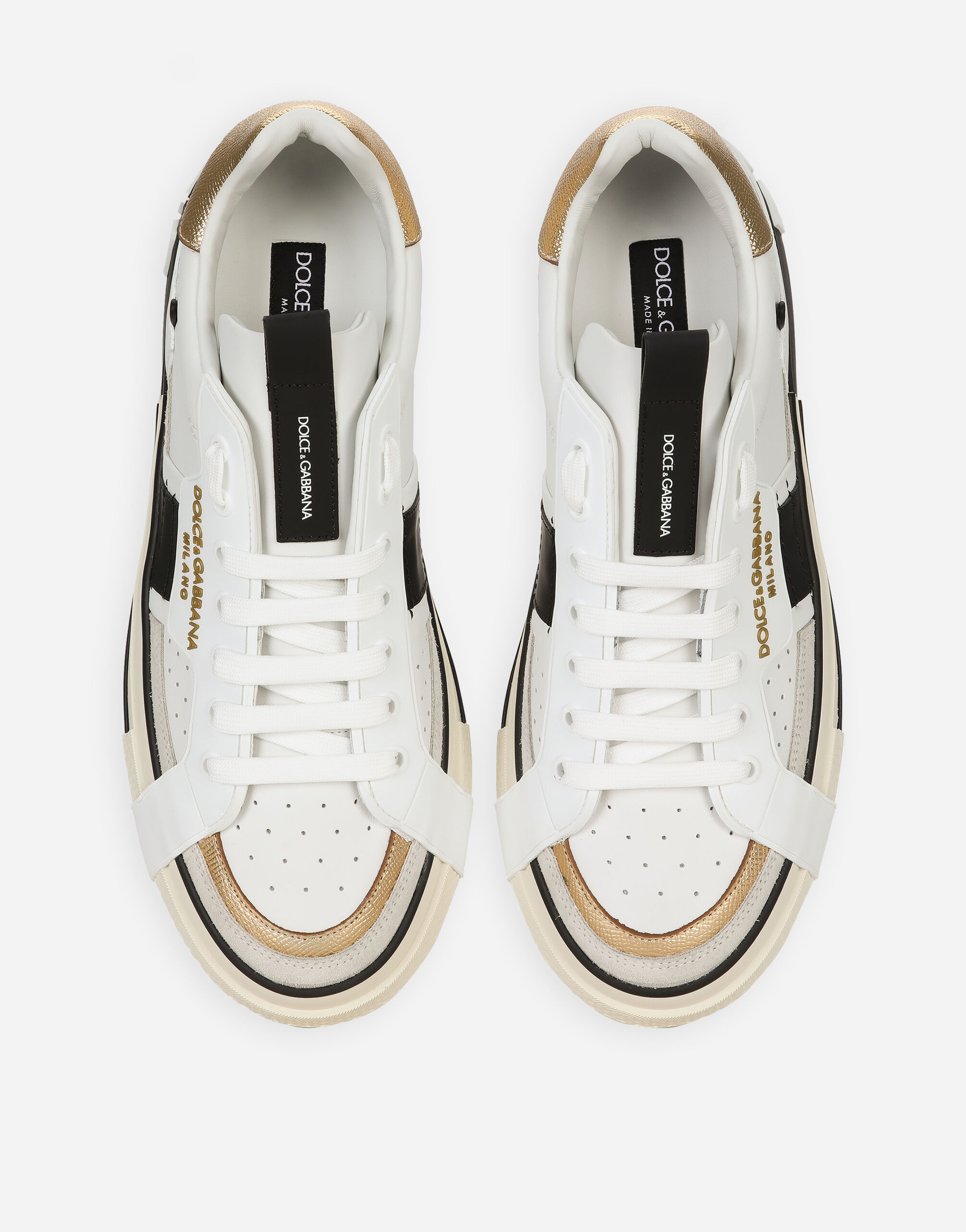 Dolce & Gabbana Calfskin 2.Zero Custom sneakers with contrasting details  male White