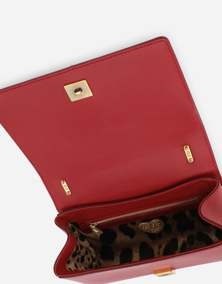 Dolce & Gabbana حقيبة ديفوشن متوسطة من جلد نابا مبطن أحمر BB7158AW437