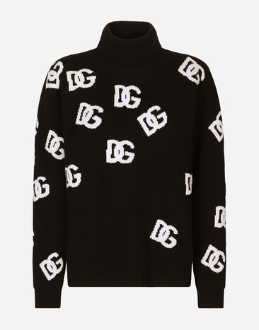 Dolce & Gabbana سترة بياقة عالية من صوف خام بشعار DG مُطعم متعدد الألوان FXM23TJCVO8