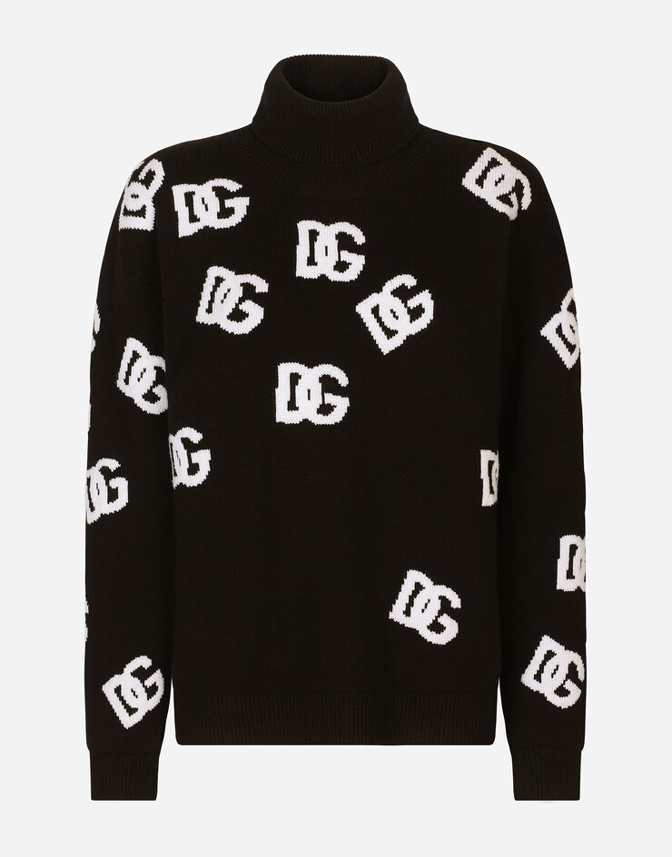 Dolce & Gabbana Dolcevita in lana vergine con intarsio logo DG Multicolore FXI25TJBVX8