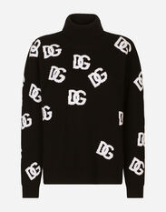Dolce & Gabbana Virgin wool turtleneck with inlaid DG logo Green FXX12ZJBSHX