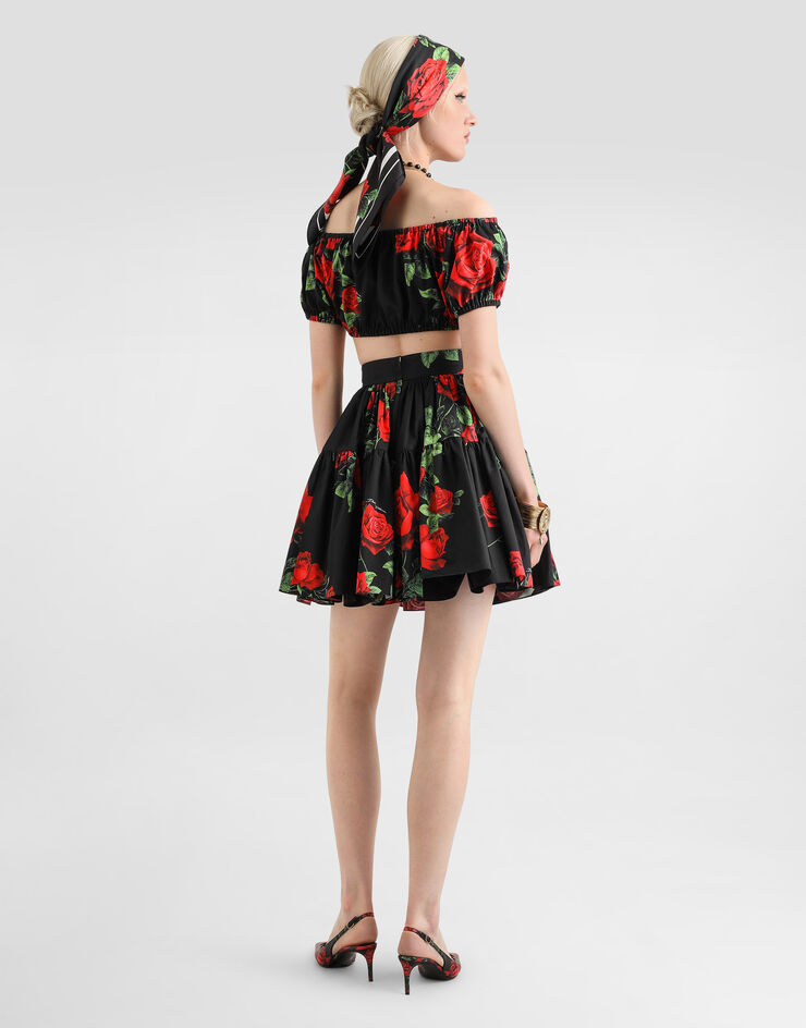 Dolce & Gabbana Rose-print poplin skirt Dolce & Gabbana Rose-print poplin skirt Multicolor F4CB1THS5VL