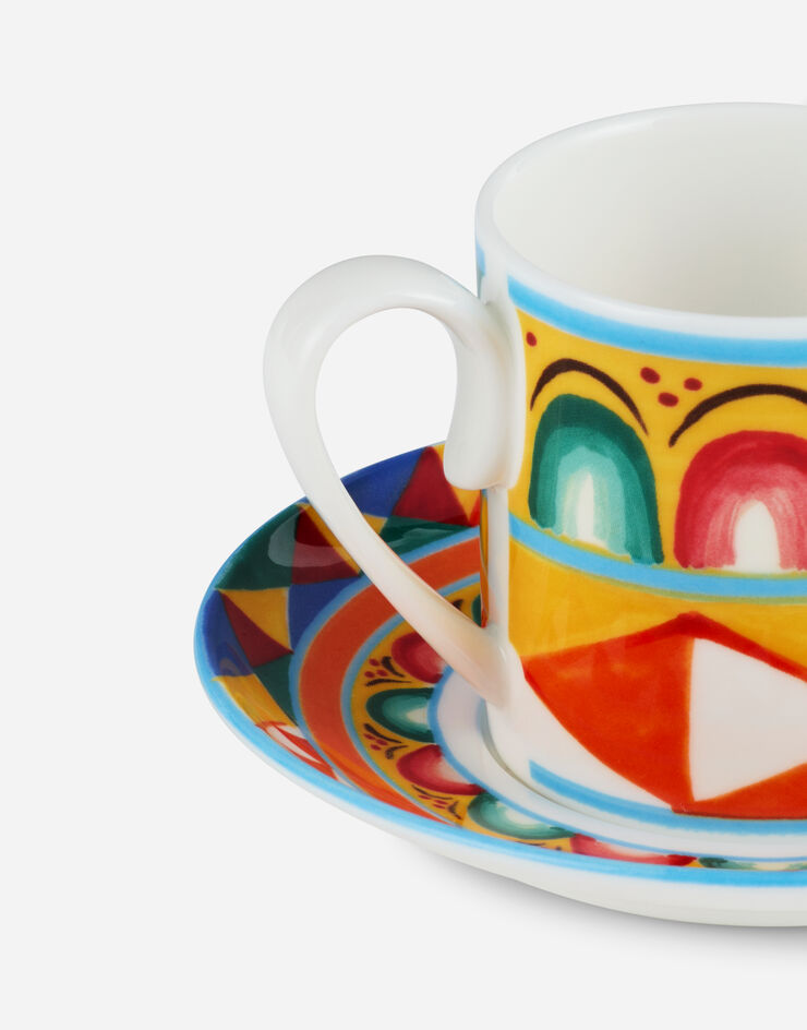 Dolce & Gabbana Tazza Caffè con Piattino in Porcellana Fine Multicolore TC0S01TCA02