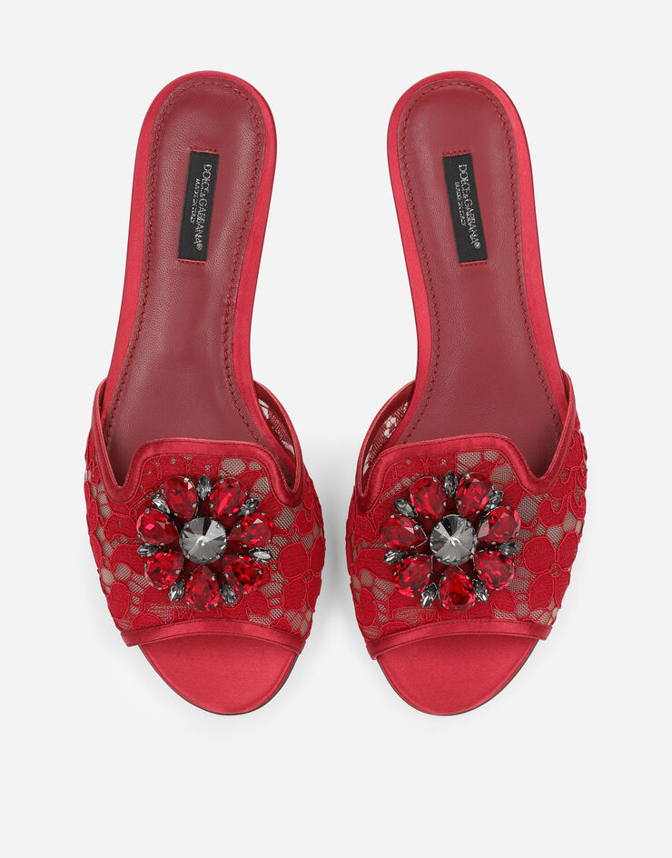 Dolce & Gabbana Lace rainbow slides with brooch detailing Red CQ0023AL198