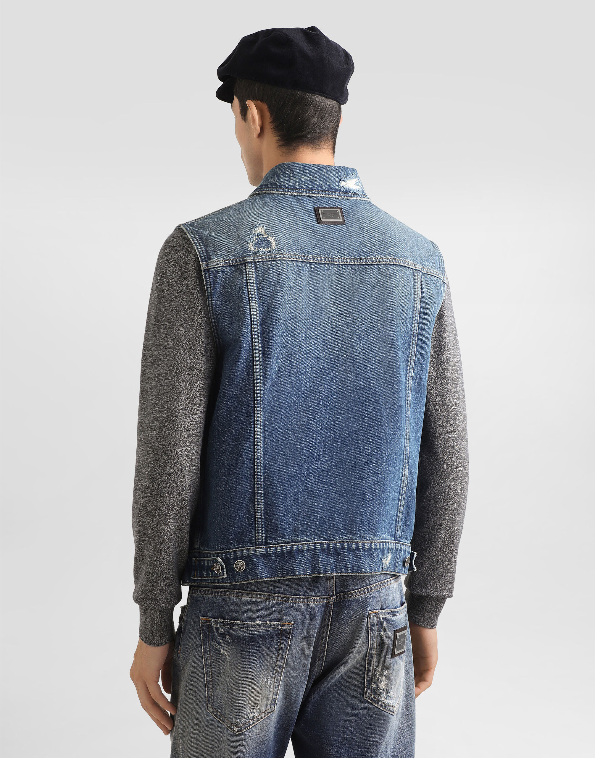 Sleeveless cotton denim jacket