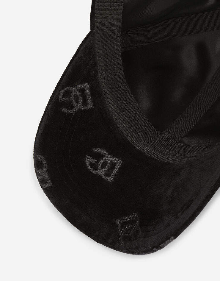 Dolce & Gabbana Velvet baseball cap with jacquard DG logo Black GH590AFUVMP