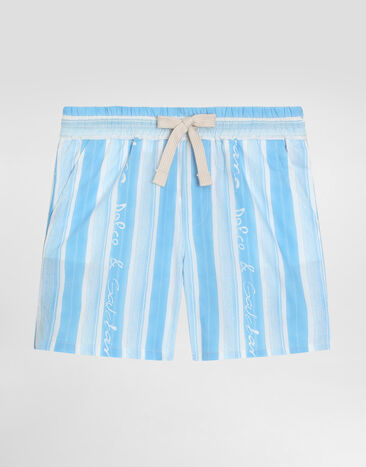 Dolce & Gabbana Poplin shorts with striped print Azure L13Q60FR50R