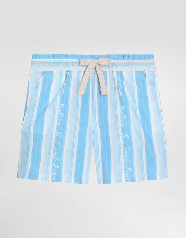 Dolce & Gabbana Poplin shorts with striped print Blue L13Q08HS5SS