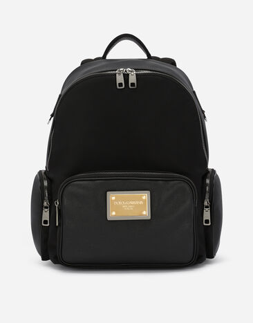 Dolce&Gabbana Nylon and grainy calfskin backpack Black BM2278AP549