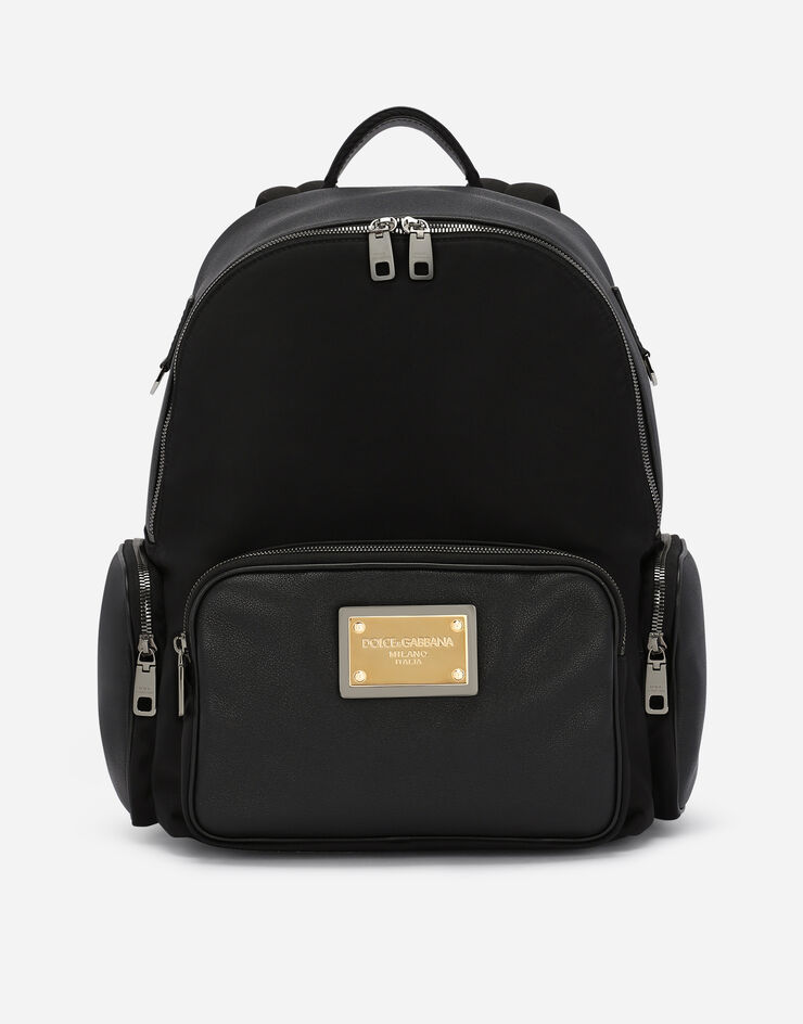 Dolce & Gabbana Nylon and grainy calfskin backpack Black BM2089AD447