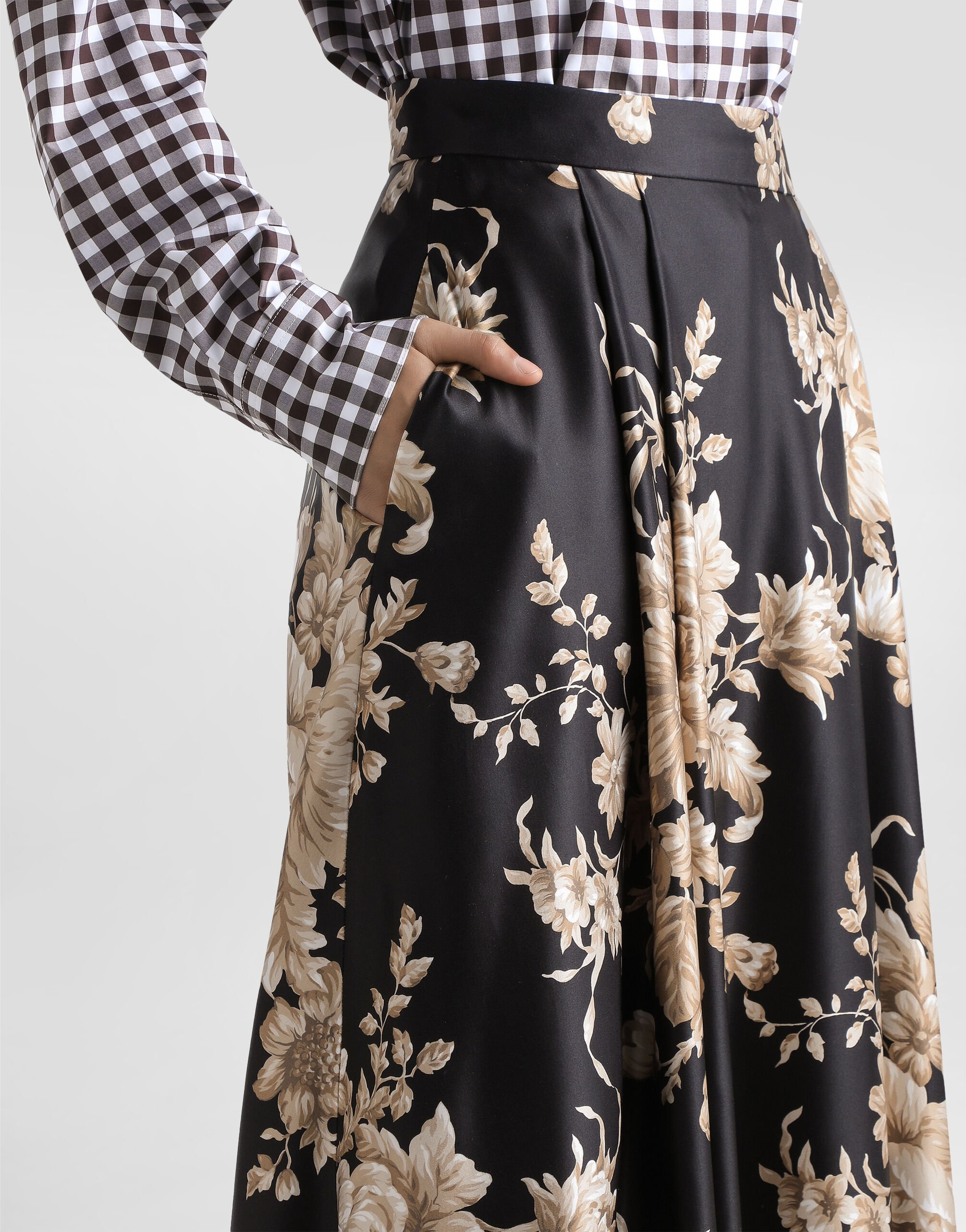 Rose-print midi skirt in Print for Women | Dolce&Gabbana® US