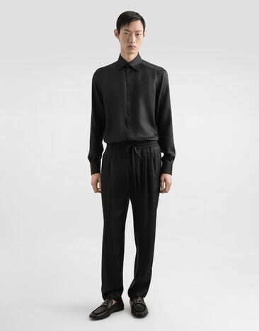 Dolce & Gabbana DG logo martini jacquard shirt Black G5MM4TFJ1JY