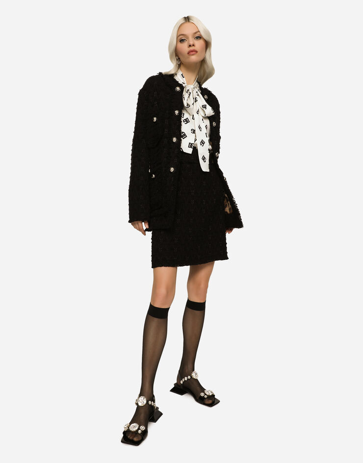 Dolce & Gabbana Falda de esterilla con abertura lateral Negro F4CB0TFUTBI