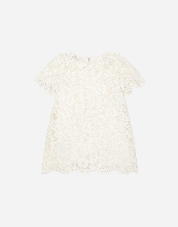 Dolce & Gabbana DG 로고 레이스 드레스 화이트 L23DZ9HLMEA