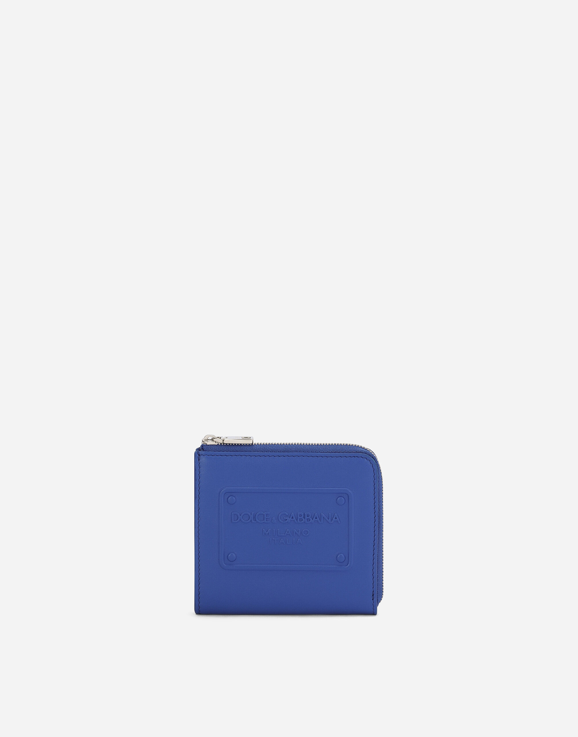 Dolce & Gabbana Calfskin card holder with raised logo Blue BP0330AN244