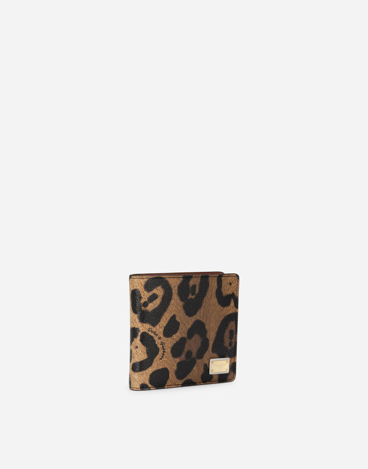 Dolce & Gabbana Bifold-Geldbörse aus Crespo im Leoprint mit Logoplakette Mehrfarbig BI1371AW384