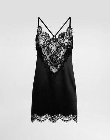 Dolce & Gabbana Combinette en satin et dentelle Noir O6A47TON05R