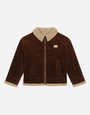 Dolce & Gabbana Corduroy jacket with the logo tag and faux fur interior Brown L4JWFQG7L1Z