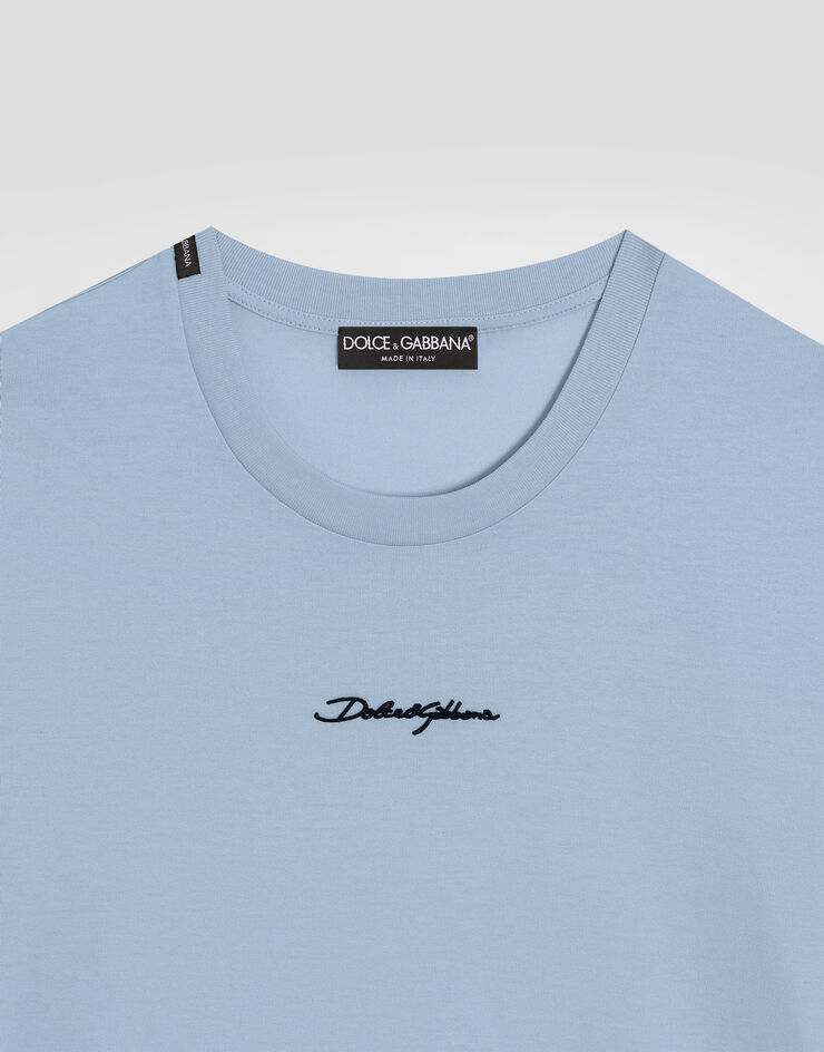 Dolce & Gabbana Cotton t-shirt with embroidered patch Dolce & Gabbana Cotton t-shirt with embroidered patch Blue G8RN8ZG7P0C