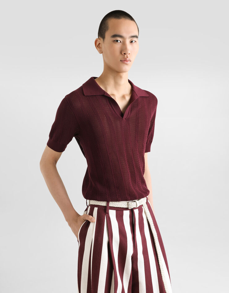 Dolce & Gabbana Jersey polo de manga corta de algodón calado Multicolor GXZ62TJBCFL