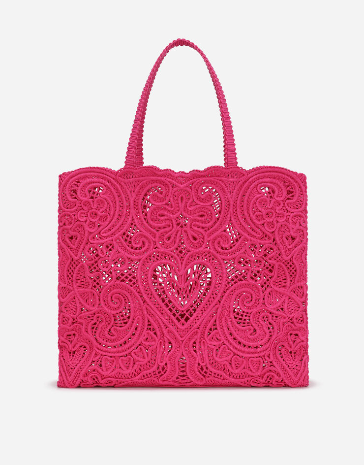 Dolce&Gabbana Большая сумка-шоппер с вышивкой из кордового кружева фуксия BB6957AW717